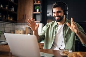 Man excited as he works